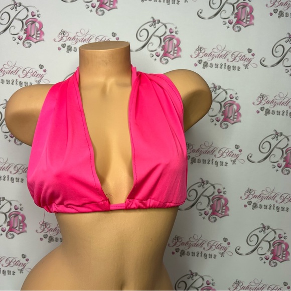 Multi-wear top neon pink adjustable halter crop ect so many ways to wear OS - Picture 2 of 8